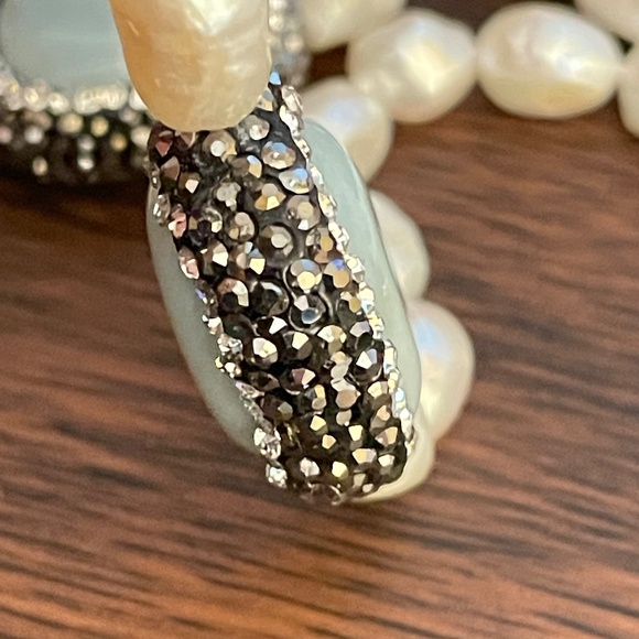 Iris & Lily London New Freshwater Pearl Gemstone Rhinestone Long Necklace - Picture 9 of 16